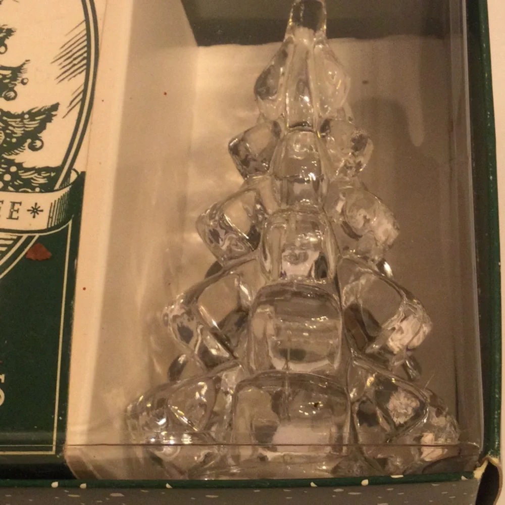 Williams Sonoma Clear Glass Holiday Tree Taper Holders